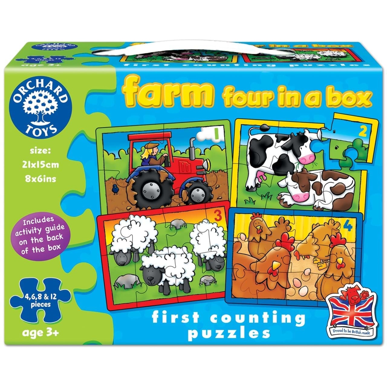 Set 4 Puzzle Orchard Toys La ferma, 12 piese, 21 x 15 cm, multicolor, MGC