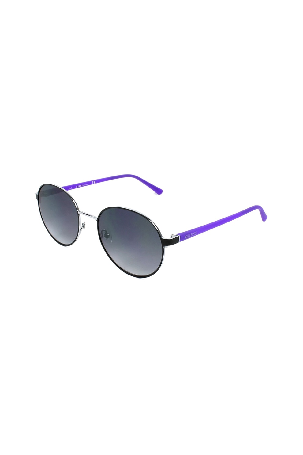 Guess, Ochelari de soare unisex rotunzi, Negru/Violet ametist, 52-19-140 Standard