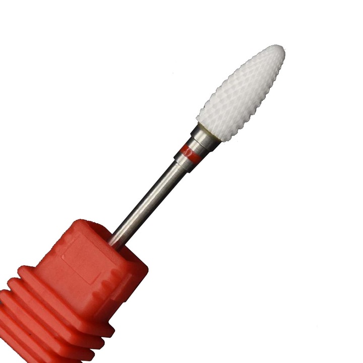 Cap de freza (Bit) conic, din ceramica, pentru oja semipermanenta, duritate medie, rosu