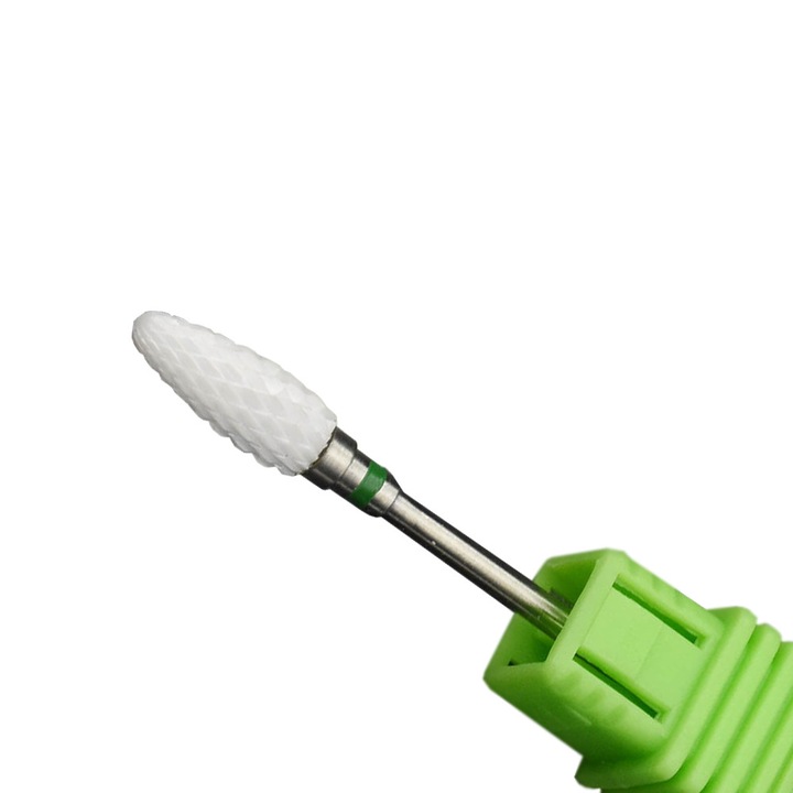 Cap de freza (Bit) conic, din ceramica, pentru gel, duritate mare, verde