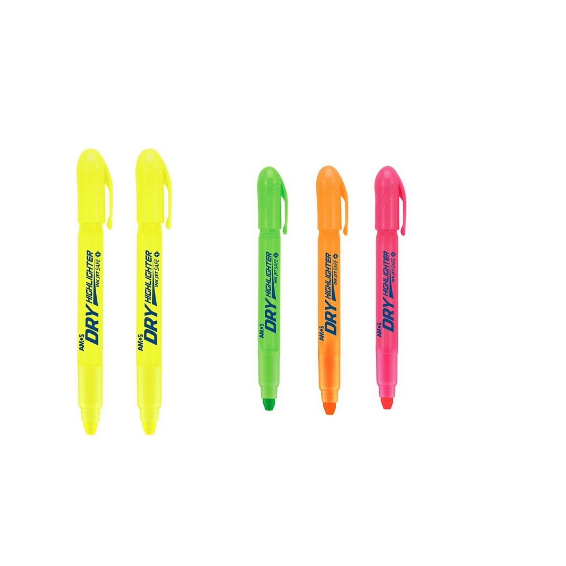 Pachet 5 textmarker AMOS uscat, multicolor, nu curge si nu pateaza