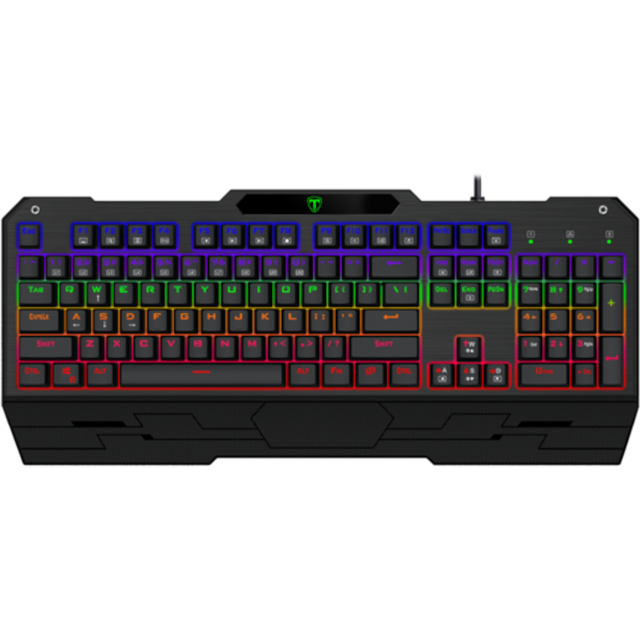 Tastatura gaming mecanica T-Dagger Battleship, iluminare rainbow, switch Outemu Blue, Negru
