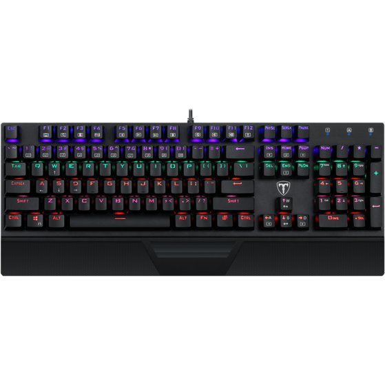 Tastatura gaming mecanica T-Dagger Destroyer, iluminare rainbow, switch Outemu Blue, Negru