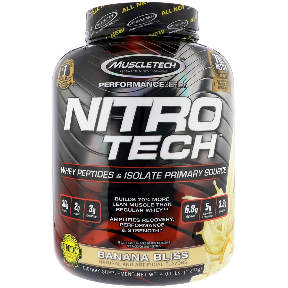 Протеин MuscleTech Nitro Tech 1.80кг Вкус Банан - eMAG.bg