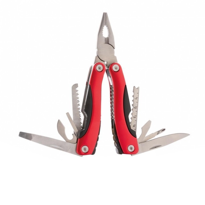 Unealta multifunctionala 14 functii, Everestus, FX, otel inoxidabil, aluminiu, rosu, saculet de calatorie inclus