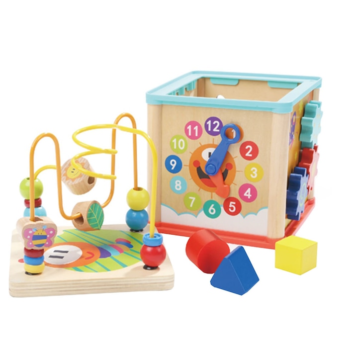 Дървена играчка M-Toys - Интерактивен куб