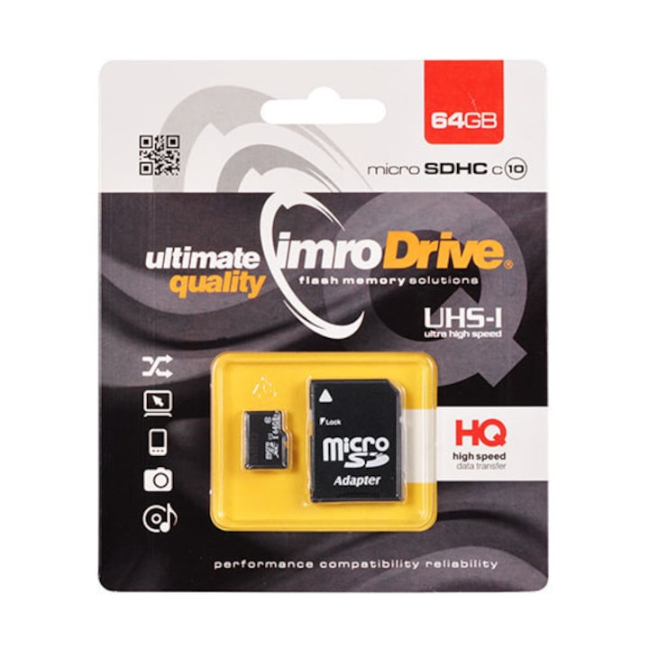 64ГБ SD Imro Клас 10 Памет,64 gb memory card, черен
