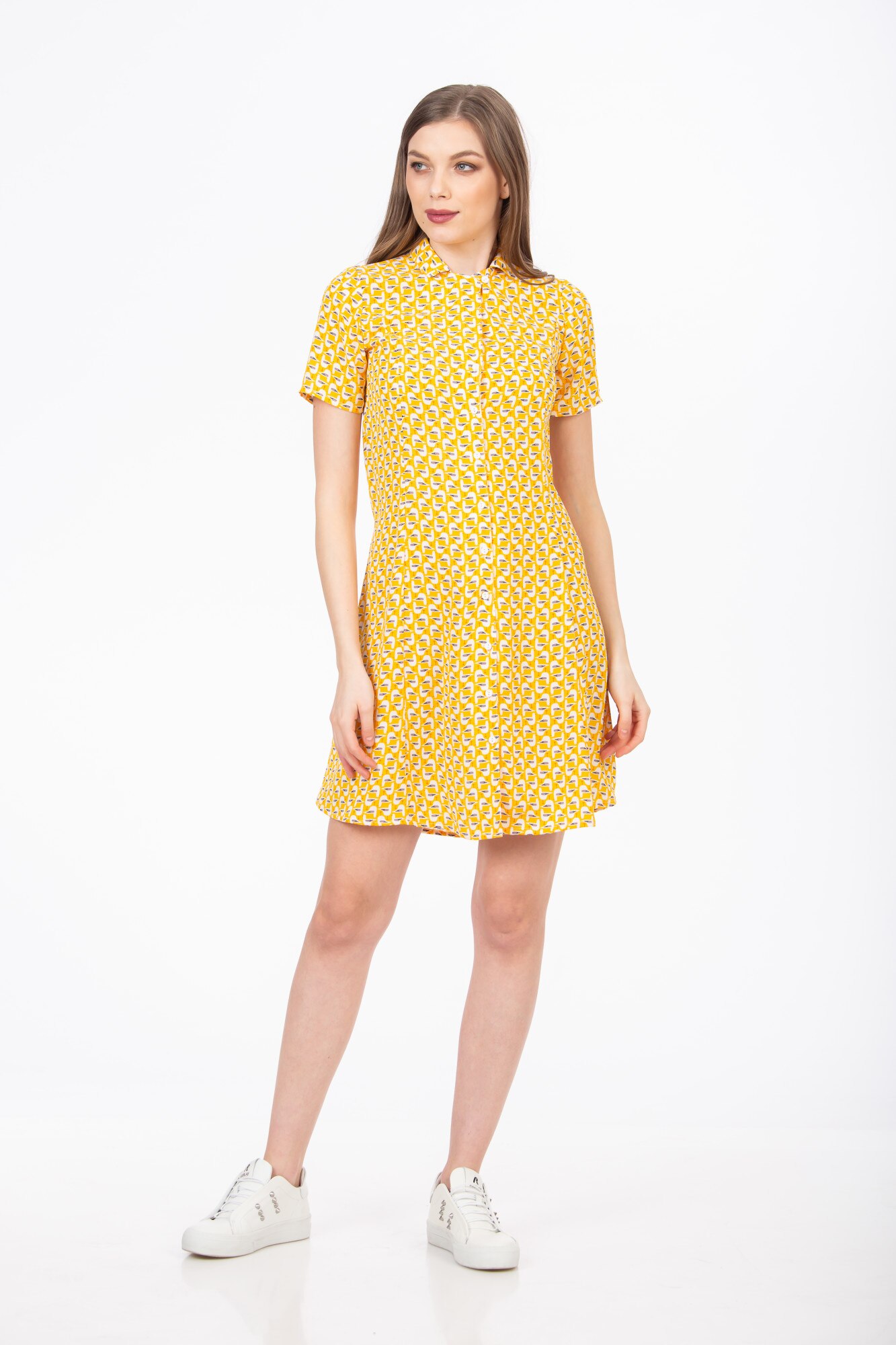 Rochie BE YOU cu print colorat, Galben