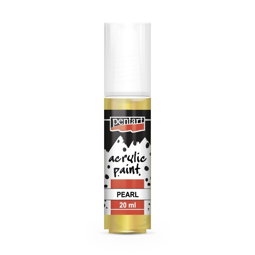 Vopsea acrilica sidefata pe baza de apa Pentart - galben, 20 ml