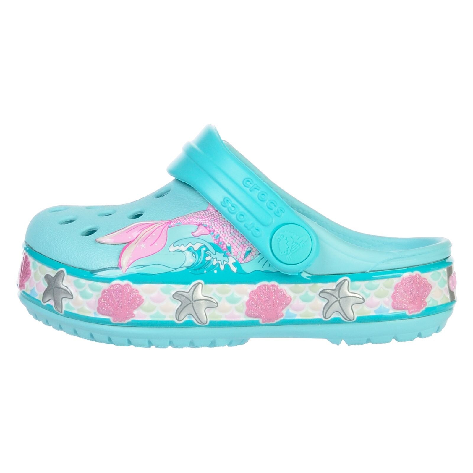 Slapi Crocs Mermaid Band Clog K 2056464O9 Copii, Turcoaz, 19-20 EU