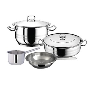 Oala cu capac plita inductie otel inoxidabil HASCEVHER GASTRO 4 litri fund multistrat + cratita 8.5 l+tigaie+cratita cu coada 2l Oala cu capac plita inductie otel inoxidabil HASCEVHER GASTRO 4 litri fund multistrat + cratita 8.5 l+tigaie+cratita cu coada 2l