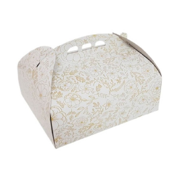 Cutii pentru Tort Model Floral CT3, 24x35 cm, Carton Duplex, 25 Buc/Bax - Ambalaje Cofetarie si Patiserie, Cutie pentru Tort Model Generic, Ambalaj din Carton pentru Torturi si Prajituri