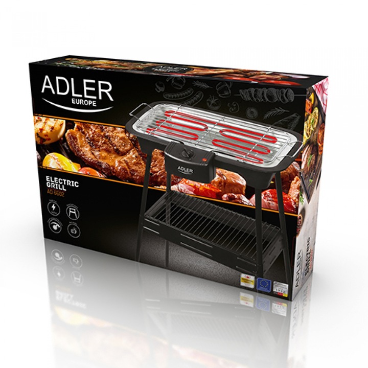Adler AD6602 Elektromos Grill, 2000W, fekete