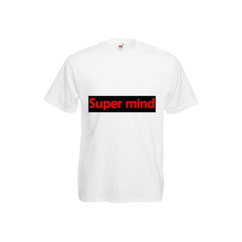 Tricou barbatesc personalizat imprimeu SUPERMIND, M, alb Tricou barbatesc personalizat imprimeu SUPERMIND, M, alb
