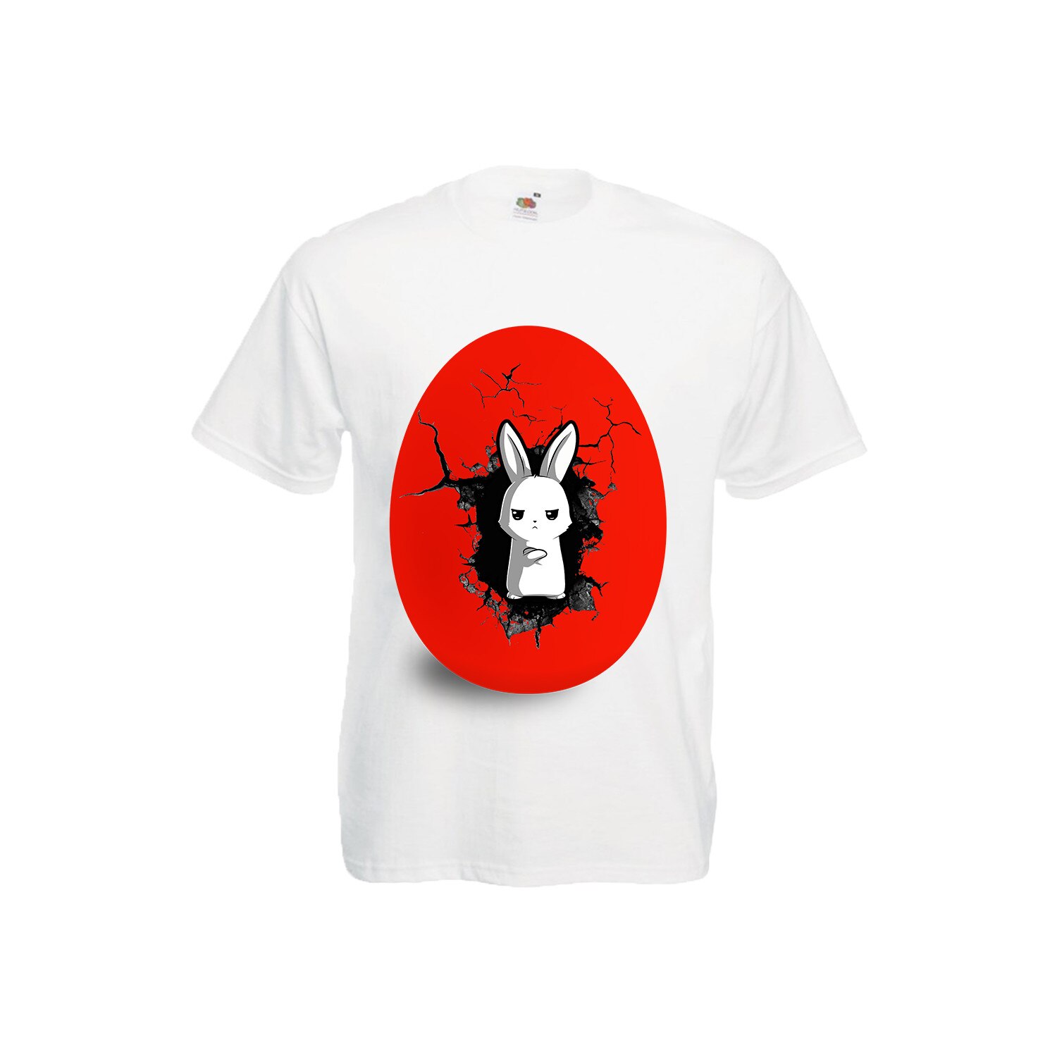 Tricou barbatesc personalizat imprimeu ANGRY BUNNY, XXL, alb