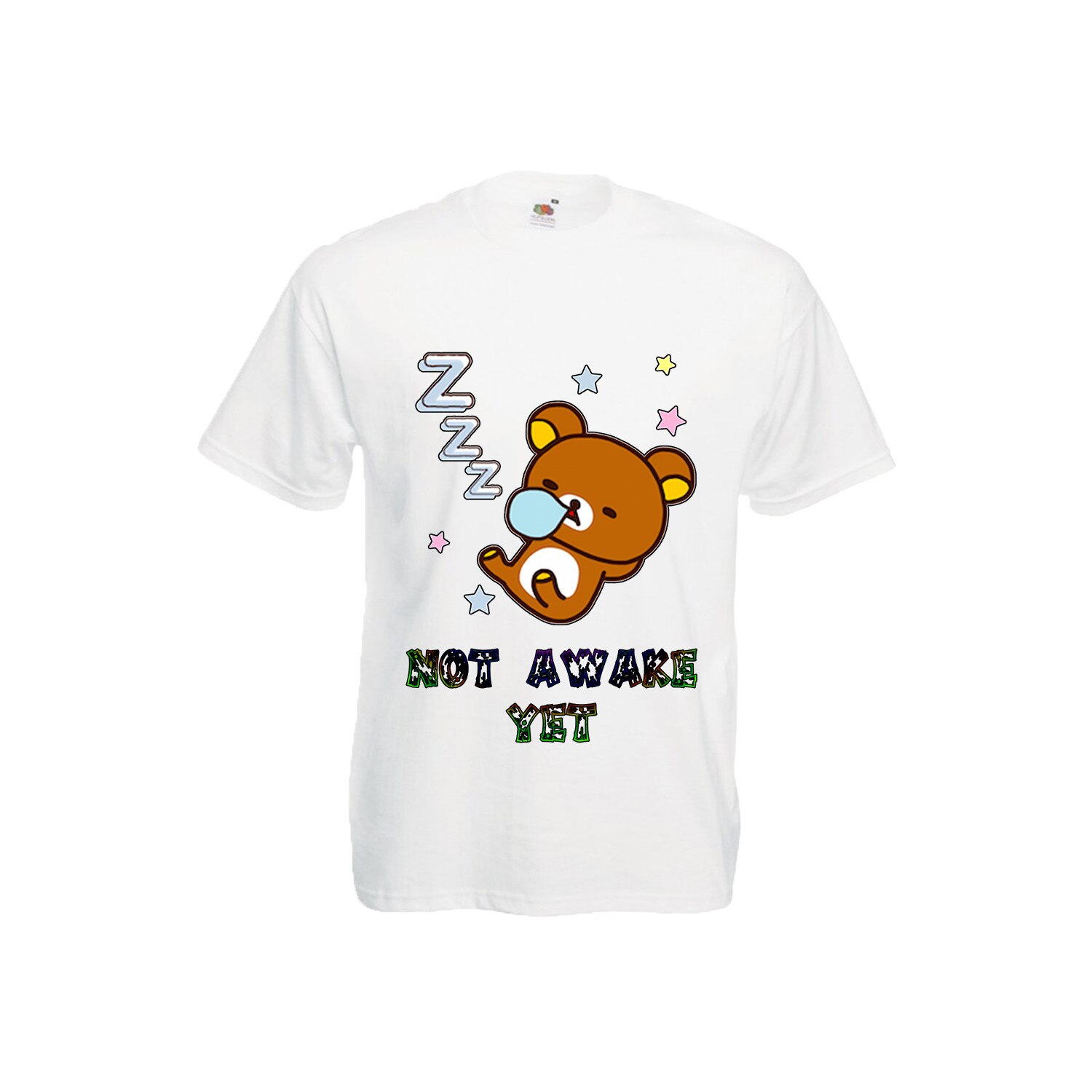 Tricou barbatesc personalizat imprimeu NOT AWAKE YET, XXL, alb
