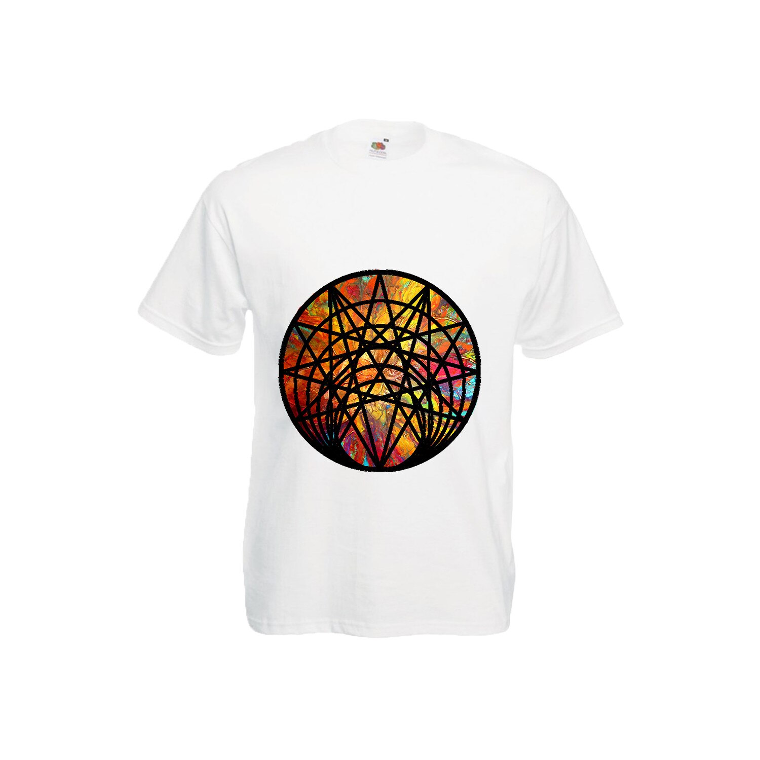 Tricou barbatesc personalizat imprimeu CIRCLE ART, S, alb