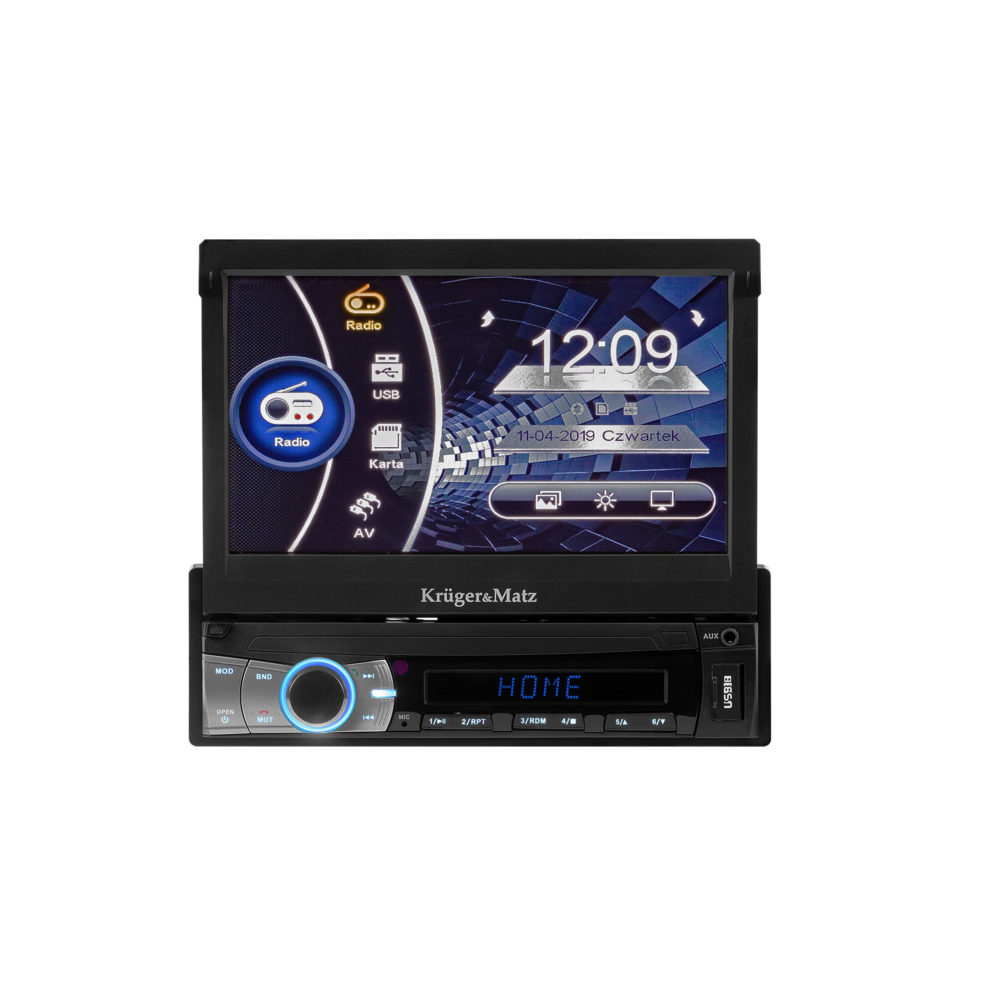 Player auto 1 DIN Kruger&Matz model KM2005, Bluetooth, USB, SD, AUX, GPS, FM