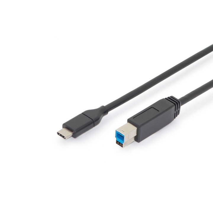 Assmann USB Type-C connection cable, type C to B 1,8m Black, 152085, Kábel