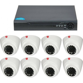 Kit analogic Guard View Supraveghere interior, 2MP 1080P, cu 8 camere dome Kit analogic Guard View Supraveghere interior, 2MP 1080P, cu 8 camere dome