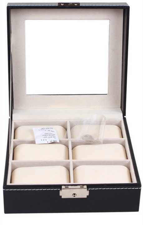 Cutie depozitare 6 ceasuri Piele Eco patrata