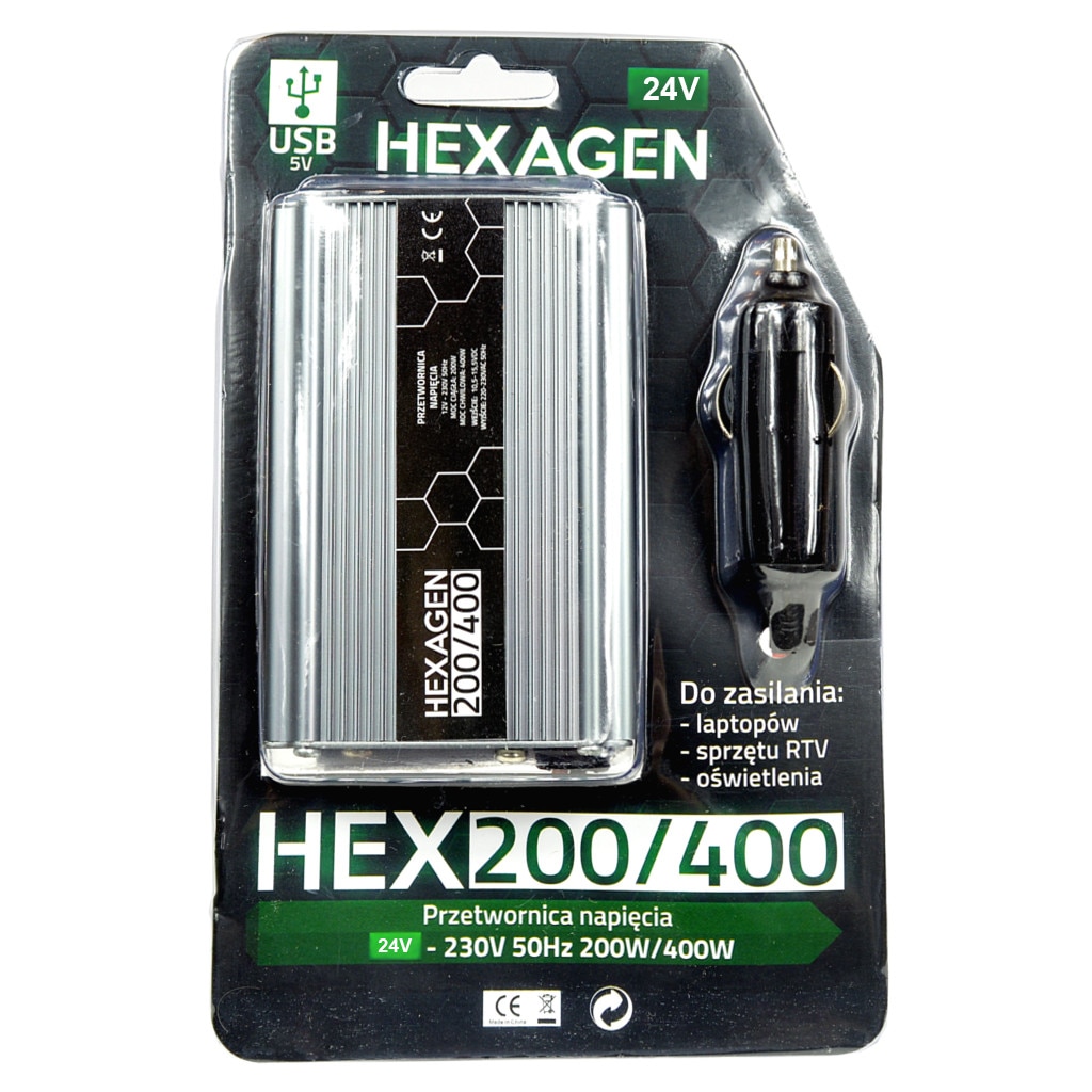 Invertor HEXAGEN USB VOLT 200/400W 24/230V