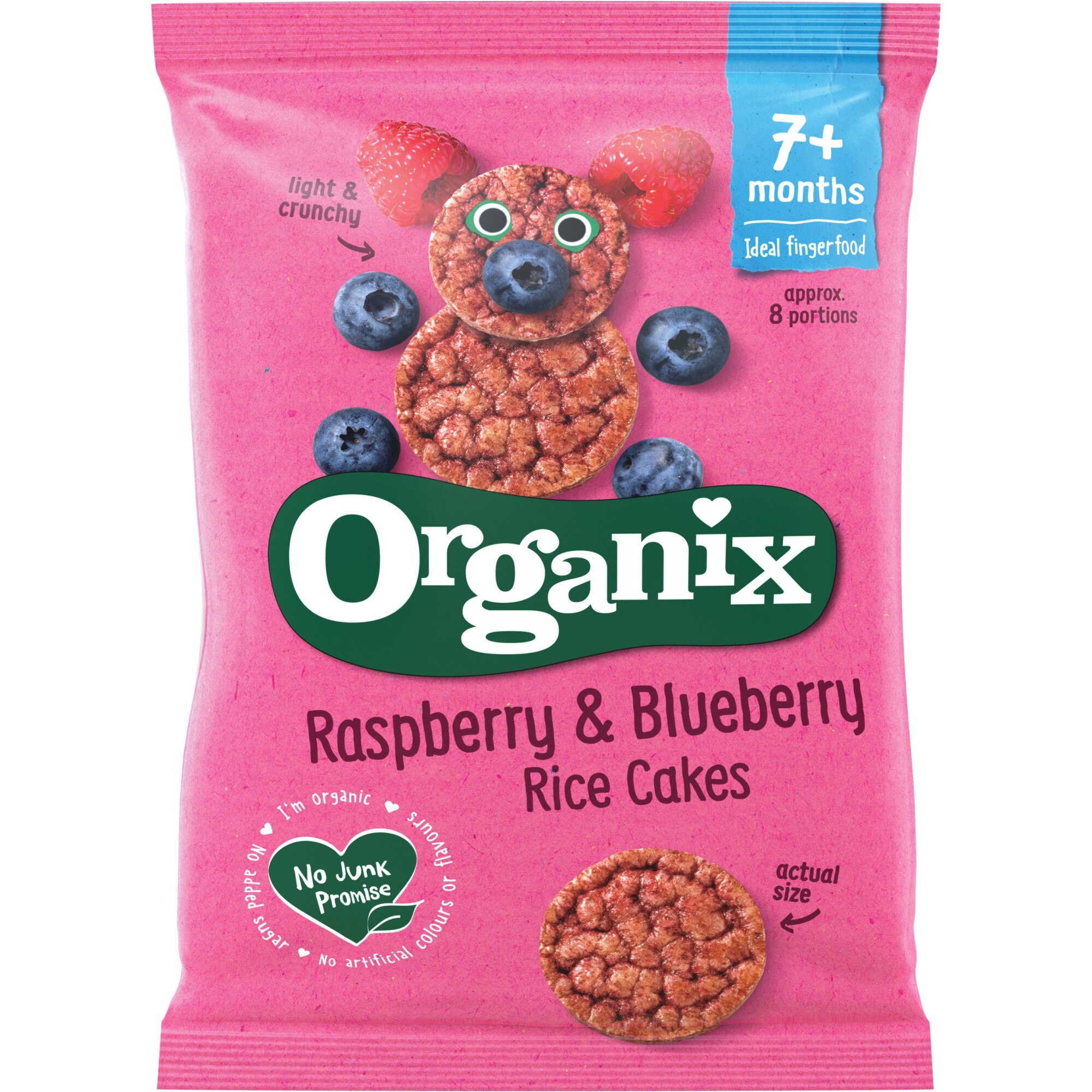 Rondele din orez expandat Bio Organix cu Zmeura si Afine, 50 g, de la 7 luni