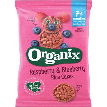 Rondele din orez expandat Bio Organix cu Zmeura si Afine, 50 g, de la 7 luni Rondele din orez expandat Bio Organix cu Zmeura si Afine, 50 g, de la 7 luni