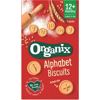 Biscuiti alfabet Bio Organix, 5x25 g, de la 12 luni Biscuiti alfabet Bio Organix, 5x25 g, de la 12 luni