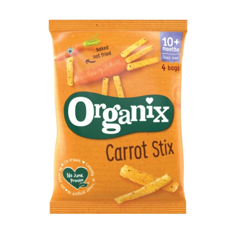 Snack din porumb expandat Bio Organix cu Morcovi, 4x15 g, de la 10 luni