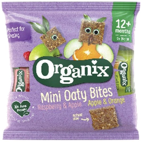Mini Batoane Bio Organix cu Mere, Portocale si Zmeura, 110 g, de la 12 luni