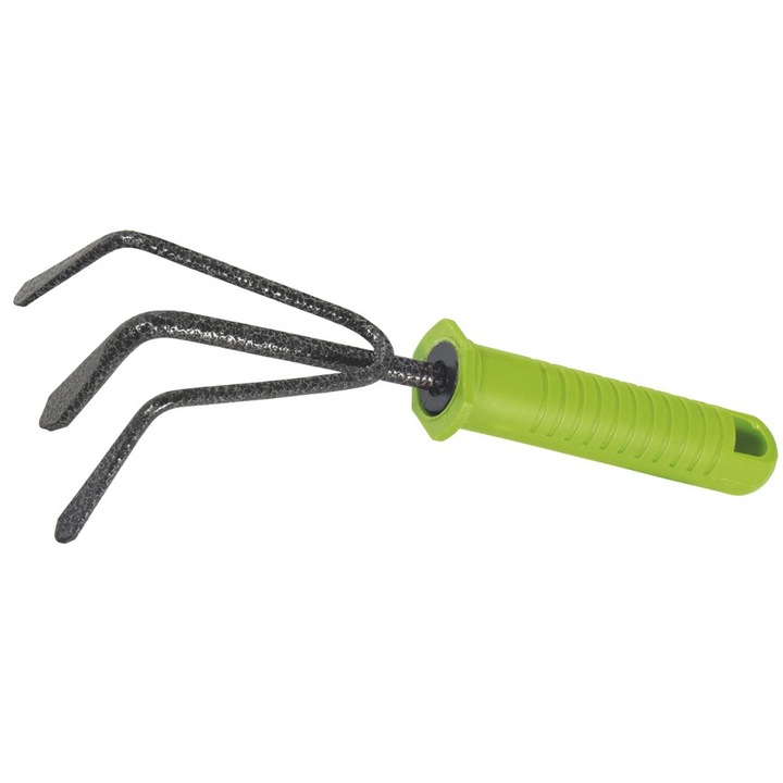 Kézi gereblye, 3 fog, védő bevonat, műanyag nyél Palisad