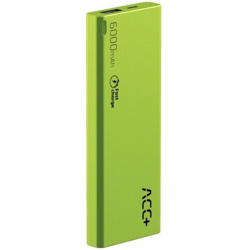 Acumulator extern Maxcom ACC+ THIN, Fast Charge, 6000 mAh, Cablu MicroUSB inclus, Verde