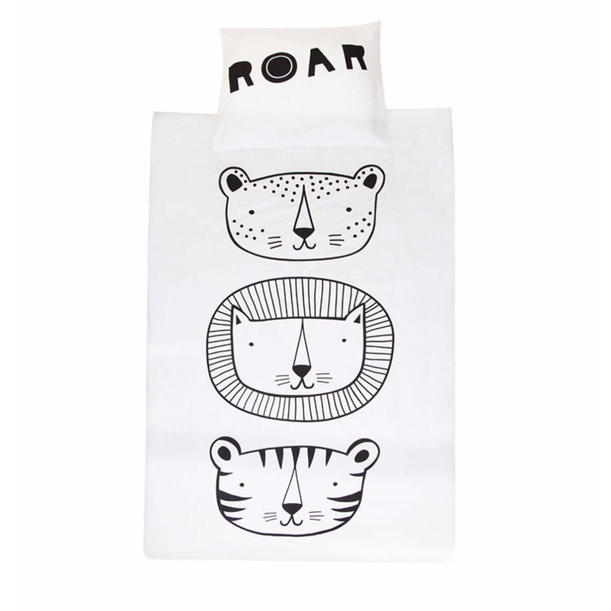 Lenjerie de pat copii 2 piese, A Little Lovely Company, Model Tigru