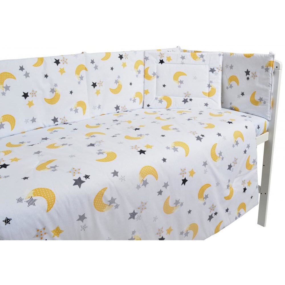 Set lenjerie patut cu 5 piese Moon White Yellow