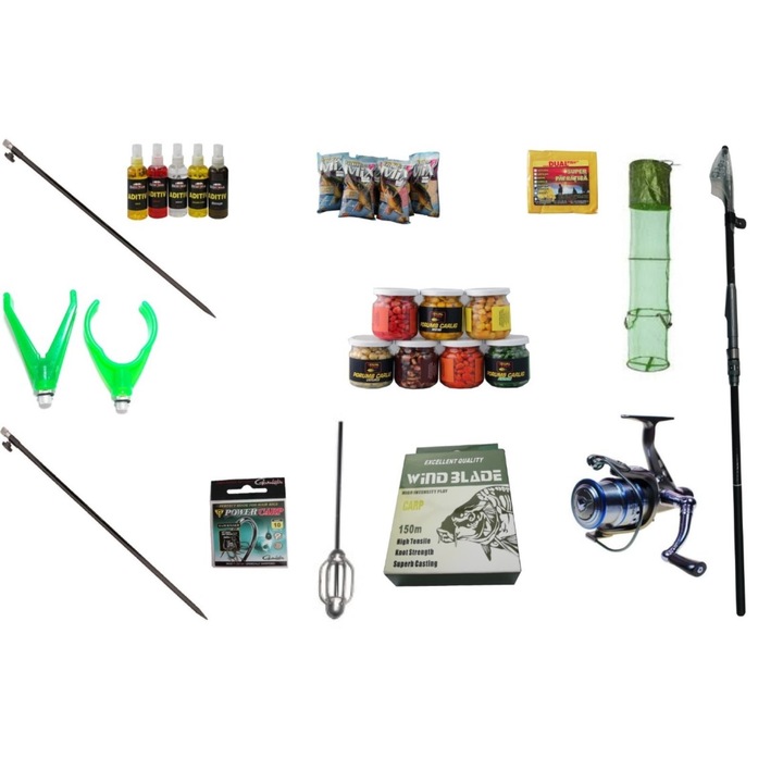 Set Complet Lanseta Telescopica Pyton 2.4m+Mulineta+fir monofilament+juvelnic+set ace+momitor+nada dual fish