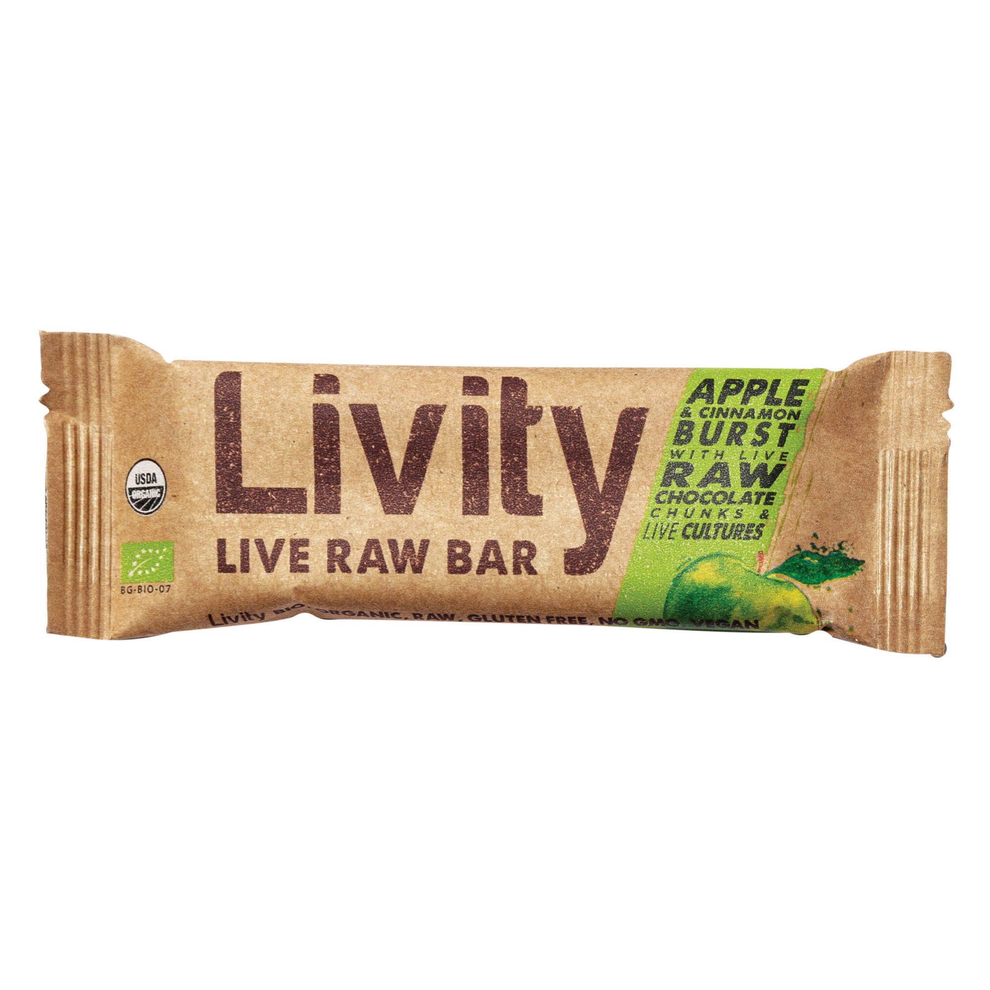 Baton, Livity, raw, apple & cinnamon burt, 45 g