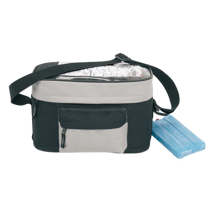 Geanta termoizolanta pentru bicicleta, buzunare cu fermoar, negru si gri, Everestus, AB01BE, poliester 600D