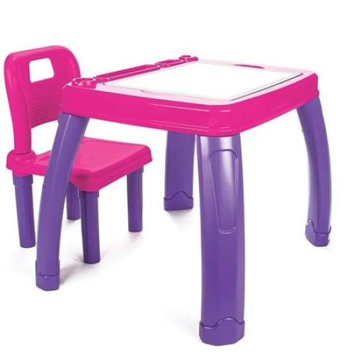 Masuta de studiu cu scaunel pentru copii,Pilsan, Roz