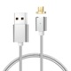 Micro USB кабел, Сребрист, LED индикация, Текстилен