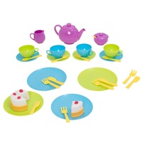 Set de ceai cu 36 de piese compus din cesti, farfurioare, lingurite, cutite, tort delicios si multe altele, Casdon, +3