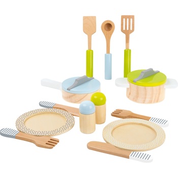 Set accesorii lemn pentru bucatarie copii, Jocuri de rol, 2 ani + Set accesorii lemn pentru bucatarie copii, Jocuri de rol, 2 ani +