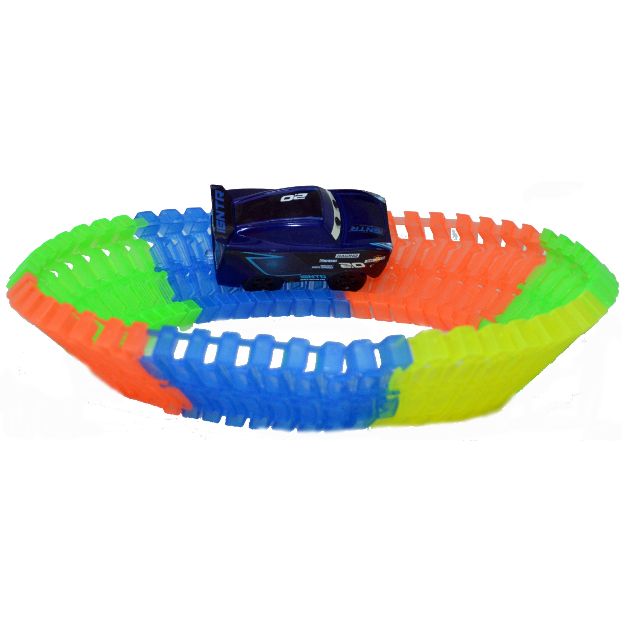 Set Cars Races, cu pista 56 piese, Multicolor