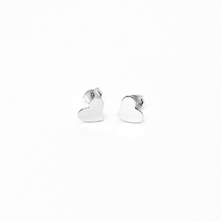 Cercei inima din argint rodinat, ARTOR, CS14, Argintiu