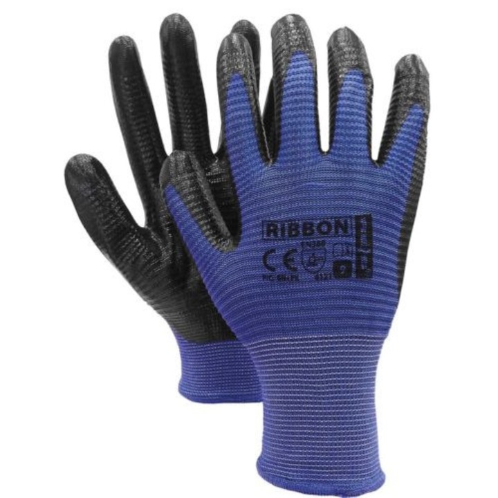 Полиестерни защитни ръкавици, частично потопени в нитрил, размер/L