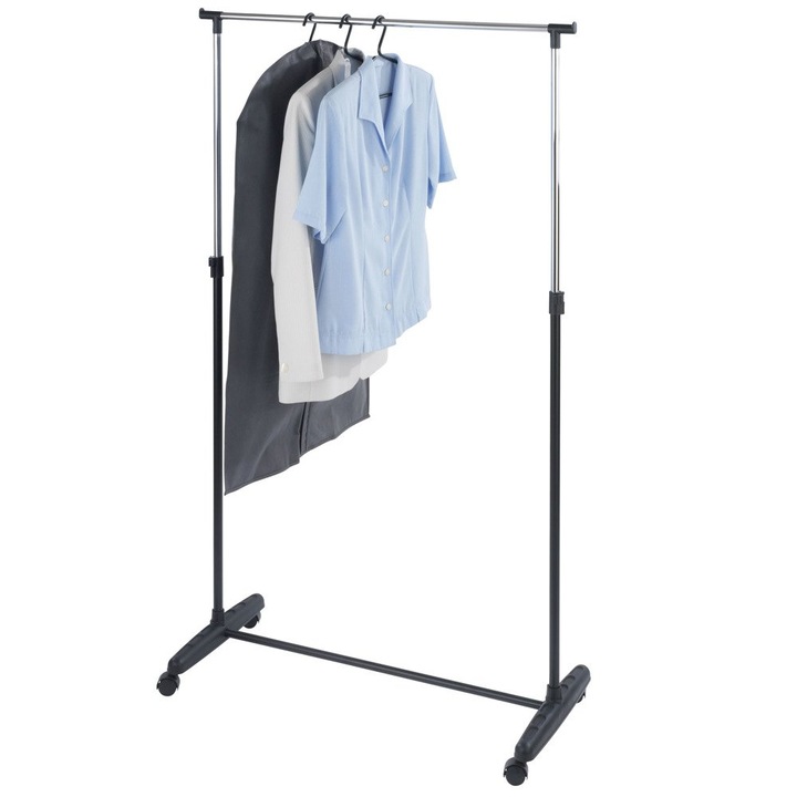 Dulap mobil pentru haine, Wenko, Metal cromat/Plastic, Negru