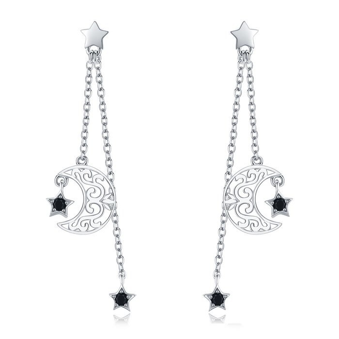 Cercei din argint Moon Chain Drop