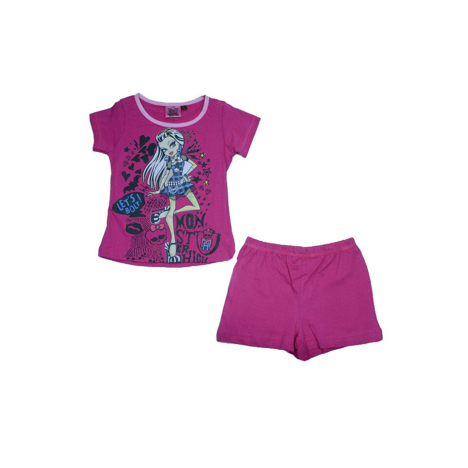 Compleu 2 piese fetite Setino Monster 830-081F, Fucsia