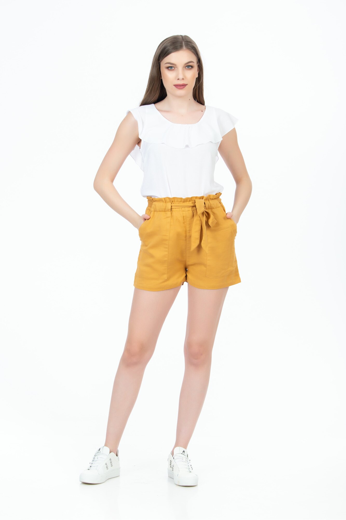 Pantaloni de dama BE YOU, scurti, Galben