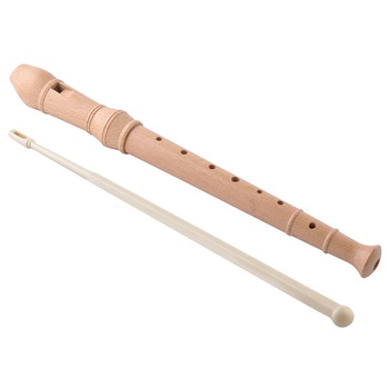Jucarie instrument muzical, flaut din lemn, lungime 31.5 cm + tija pentru curatare Jucarie instrument muzical, flaut din lemn, lungime 31.5 cm + tija pentru curatare
